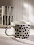 John Lewis Hand Painted Dot Stoneware Mug, 300ml, Black/White