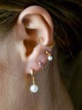 Orelia Pearl Drop Huggie Hoop Earrings