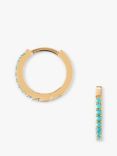 Orelia Mini Turquoise Pave Huggie Hoop Earrings, Pale Gold