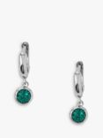 Orelia Swarovski Emerald Drop Huggie Hoop Earrings, Silver