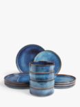 John Lewis Romy Speckle Glaze Stoneware Dinnerware Set, 12 Piece, Blue Indigo