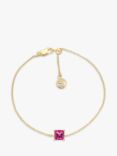 Sif Jakobs Jewellery Ellera Quadrato 18k Gold Plated Pink Zirconia Bracelet, Gold