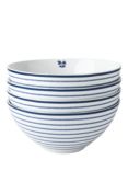 Laura Ashley Blueprint Candy Stripe Snack Bowl, Set of 4, 16cm, Blue/White