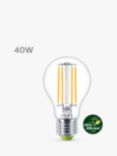 Philips Ultra Efficient 2.3W E27 LED Classic Bulb, Pack of 2, Clear