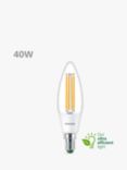 Philips Ultra Efficient 2.3W E14 LED Candle Bulb, Pack of 2, White/Clear