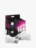 Philips Hue White & Colour Ambiance Wireless Lighting LED Colour Changing Light Bulb with Bluetooth, 6.5W E27, Pack of 3