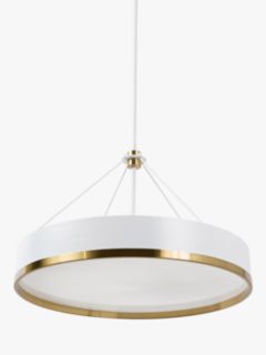 Pure White Lines Moscow Large Drum Pendant Ceiling Light, White