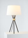 John Lewis Locket Tripod Table Lamp, Black/Brass