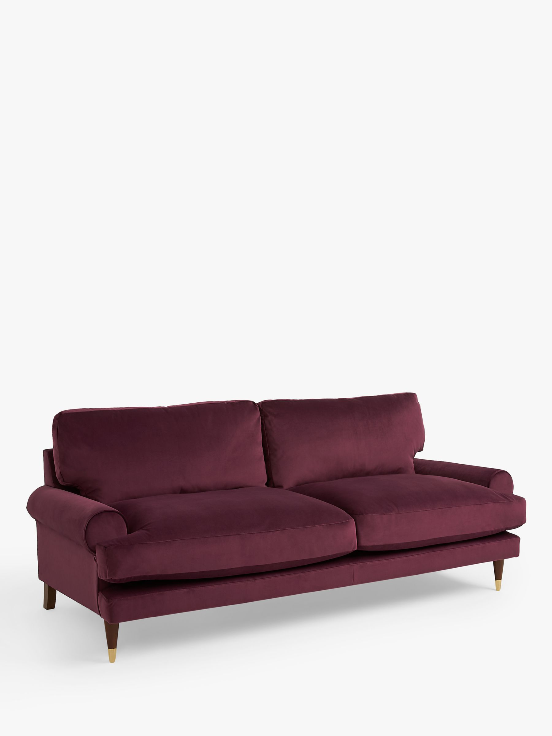 Roche Range, John Lewis + Swoon Roche Large 3 Seater Sofa, Dark Leg, Damson Velvet