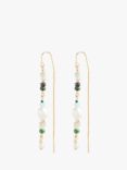 HUSH Azalea Semi Precious Beaded Drop Earrings, Gold/Green