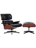 Vitra Eames Premium Leather Lounge Chair and Ottoman, Black/Palisander