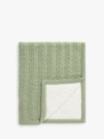 John Lewis Cable Knit Sherpa Fleece Baby Blanket, Pistachio