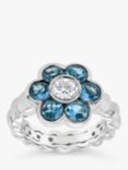 Milton & Humble Jewellery Second Hand 18ct White Gold Topaz & Diamond Floral Cluster Ring
