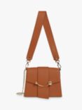 Strathberry Box Crescent Leather Shoulder Bag, Chestnut