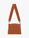 Strathberry Box Crescent Leather Shoulder Bag, Chestnut