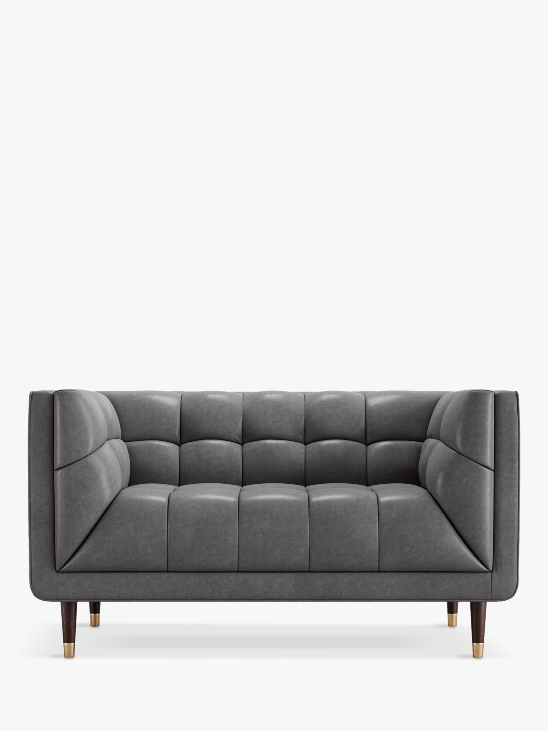 Grace Range, At The Helm Grace Small 2 Seater Leather Sofa, Dark Leg, Adventurer Gorge Grey