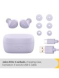 Jabra Elite 4 True Wireless Bluetooth Active Noise Cancelling In-Ear Headphones with Mic/Remote, Lilac
