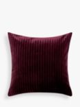 John Lewis Velvet Stripe Cushion, Damson