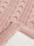 John Lewis Cable Knit Sherpa Fleece Baby Blanket, Pink