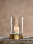 Nkuku Rajura Hurricane Lantern Candle Holder, Clear/Gold