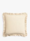 John Lewis Velvet Frill Cushion, Ochre