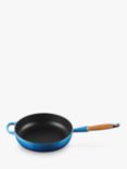 Le Creuset Cast Iron Signature Saute Pan with Wood Handle, 28cm, Azure