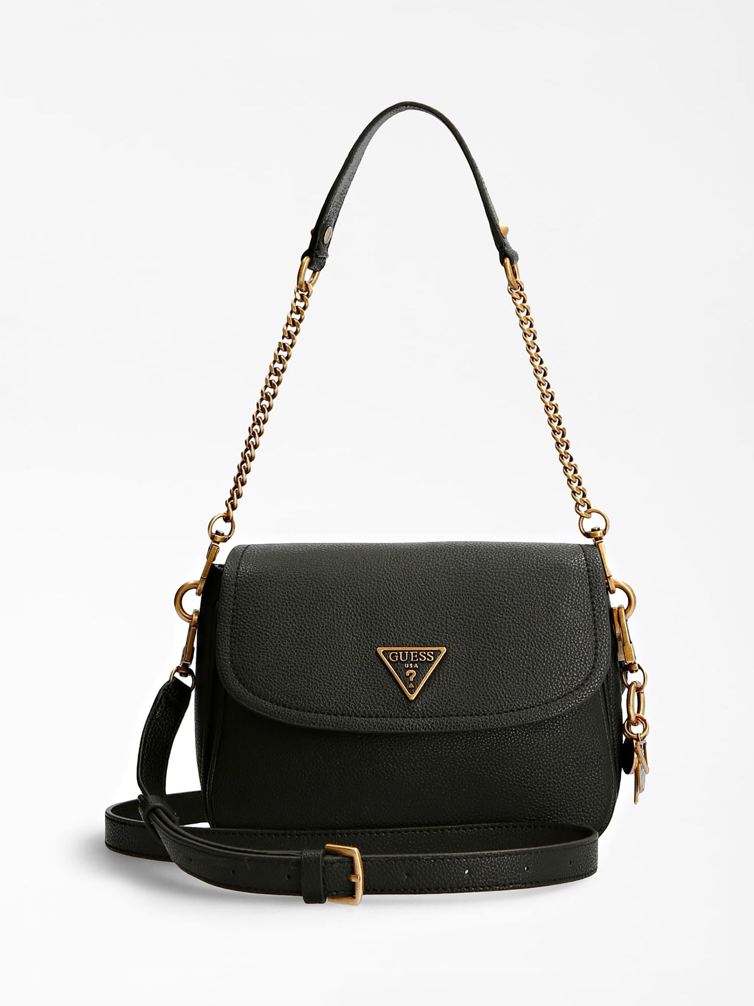 GUESS Destiny Faux Leather Shoulder Bag, Black at John Lewis & Partners