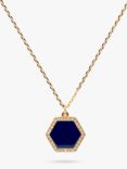 Melissa Odabash Crystal and Enamel Hexagonal Pendant Necklace, Gold/Blue