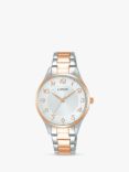Lorus Women's Sunray Dial Bracelet Strap Watch, Rose Gold/Silver