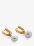 Monica Vinader Groove Baroque Pearl Huggie Earrings, Gold