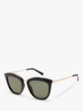 Le Specs Women's Caliente Cat's Eye Sunglasses, Black Gold