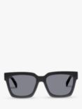 Le Specs L5000178 Unisex Weekend Riot Polarised D-Frame Sunglasses, Black/Grey