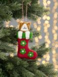 John Lewis Rainbow Time Capsule Felt Cat in Stocking Tree Decoration