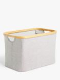 John Lewis Bamboo Rim Open Storage Basket, H25 x W38 x D26cm, Grey