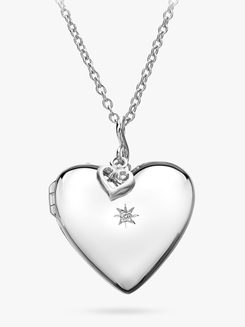 Hot Diamonds Small Heart Filigree Locket Pendant Necklace, Silver at John  Lewis & Partners