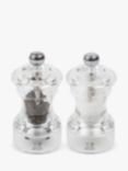 Peugeot Bistro Manual Adjustable Acrylic Salt & Pepper Mills, Set of 2, 10cm, Clear