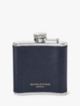 Aspinal of London Classic Pebble Leather Stainless Steel Hip Flask, Navy