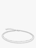 Monica Vinader Beaded Double Chain Anklet, Silver
