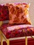 Harlequin x Sophie Robinson Dappled Leaf Cushion, Amber/Rose