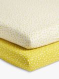 John Lewis ANYDAY Spots Cotton Baby Fitted Sheet, Pack of 2, Yellow