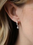 Tutti & Co Chosen Freshwater Pearl Huggie Hoop Earrings, Silver