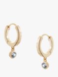 Tutti & Co Semi-Precious Stone Drop Huggie Hoop Earrings, Gold/Blue Topaz