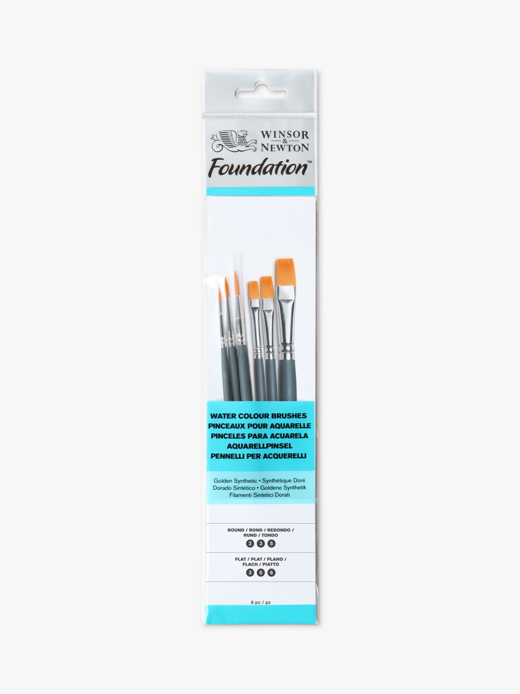Winsor & Newton Foundation Watercolour Brushes, Set of 6