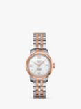 Tissot T41218316 Women's Le Locle Diamond Automatic Bracelet Strap Watch, Silver/Rose Gold