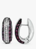 Milton & Humble Jewellery Second Hand 18ct White Gold Ruby & Diamond Hoop Earrings