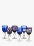 pols potten Wine Glass, Set of 6, Cobalt/Multi