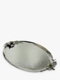 Culinary Concepts Olive Detail Hammered Stainless Steel Oval Serving Tray