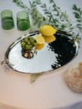 Culinary Concepts Olive Detail Hammered Stainless Steel Oval Serving Tray