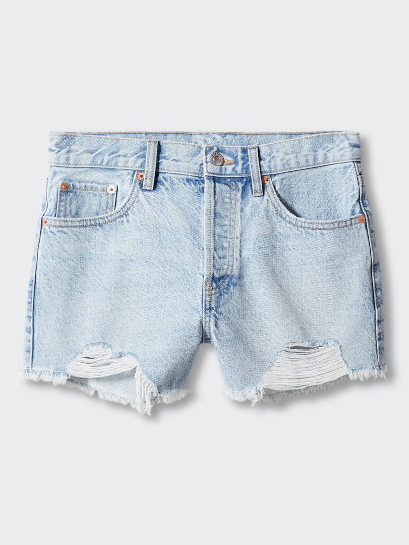 Mango Hailey Denim Shorts, Open Blue