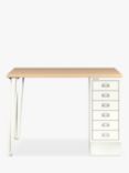 Bisley MultiDesk Oak Veneer Home Office Desk with 6 Drawers, 105cm, Chalk/Oak